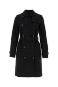 Women's Black Gabardine Trench Coat Cotton