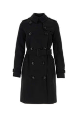 Women's Black Gabardine Trench Coat Cotton