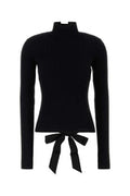 Women's Turtleneck Black Viscose Nylon Polyester