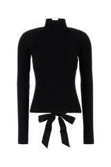 Women's Turtleneck Black Viscose Nylon Polyester