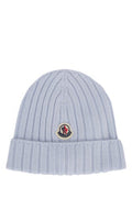 Boys' Berretto Ribbed Virgin Wool Beanie Blue Base Fabric