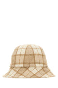Women's Wool Blend Check Bucket Hat Beige Recycled Polyester