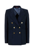 Women's Double-Breasted Blazer Navy Wool Blazers
