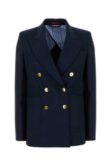 Women's Double-Breasted Blazer Navy Wool Blazers