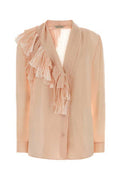 Women's Ruffled Silk Shirt Pink