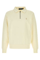 Men's Half-Zip Cotton Sweatshirt Beige Sweater