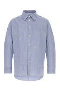 Men's Embroidered Poplin Shirt Whitenavy Cotton Blue