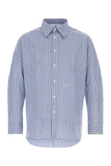 Men's Embroidered Poplin Shirt Whitenavy Cotton Blue