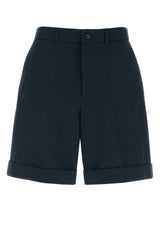 Men's Navy Blue Cotton Bermuda Shorts Exterior