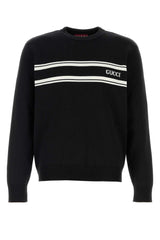 Men's Logo-Striped Wool Mix Sweater Black