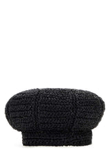 Women's Woven Viscose Flat Cap Black
