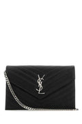 Women's Quilted Calf Skin Clutch Black