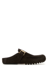 Women's Dark Brown Suede Slippers Palissan Flat Shoes