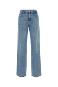 Women's Stove Pipe Jeans Blue Cotton Linen