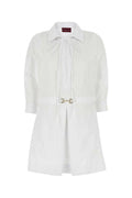 Women's Horsebit-Accented Poplin Shirt Dress White Cotton