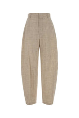 Women's Melange Sand Jersey Wide-Leg Trousers Beige Viscose