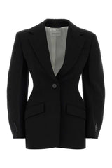 Women's Cocoon Blazer Black Wool Blazers