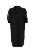 Women's Shirt Dress Black Silk