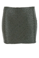 Women's Skirt Green Leather