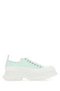 Men's Sea Green Leather Tread Slick Sneakers 4615