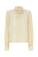 Women's Silk Bow-Neck Blouse Beige