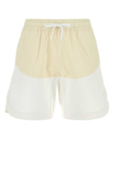 Women's Two-Tone Cotton Blend Bermuda Shorts White Exterior Nylon Bermudas