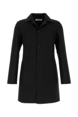 Men's Virgin Wool Blend Coat Black Silk