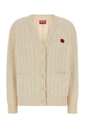 Women's Boke Flower Cardigan Beige Cotton Wool