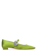 Women's Strass Flat Green Leather
