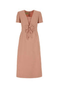 Women's Midi Dress Pink Wool Silk