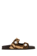 Women's Printed Calf Hair Fayence Slippers Chocolatemix Flat Shoes