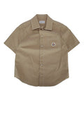 Boys' Collared Cotton-Blend Shirt Beige Base