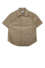 Boys' Collared Cotton-Blend Shirt Beige Base