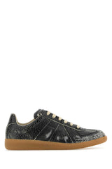 Women's Black Leather Sneakers Blackwhite