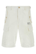 Men's Cotton Cargo Shorts White Elastane