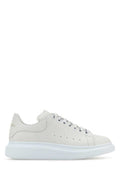 Men's Chalk Leather Sneakers With Heel White Upper And Rubber Sole