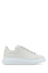 Men's Chalk Leather Sneakers With Heel White Upper And Rubber Sole