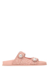 Women's Pink Boucle Fayence Slippers Roserose Flat Shoes