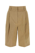 Women's Beige Cotton Bermuda Shorts Kaki Exterior