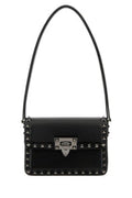 Women's Studded Leather Shoulder Bag Black
