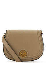 Women's Horse Medal Crossbody Bag Beige Bovine Leather