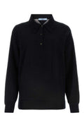 Women's Black Cashmere Polo Shirt Nero Ws-Trochus Niloticus
