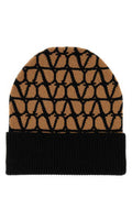 Women's Cuffia Geometric-Jacquard Cashmere Beanie Beige