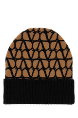 Women's Cuffia Geometric-Jacquard Cashmere Beanie Beige