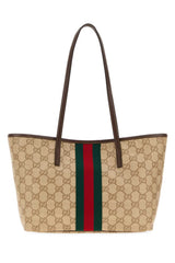 Women's Gg Canvas Tote Beige Cotton Linen Polyurethane