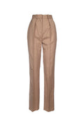 Women's High-Waisted Trousers Beige Linen