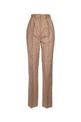 Women's High-Waisted Trousers Beige Linen