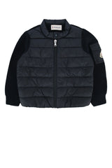 Boys' Quilted Nylon And Knit Down Jacket Navy Collar Polyamide