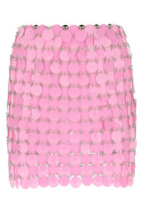 Women's Sequin-Embellished Skirt Pink Plastic Metal Silver