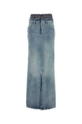 Women's Skirt Blue Cotton